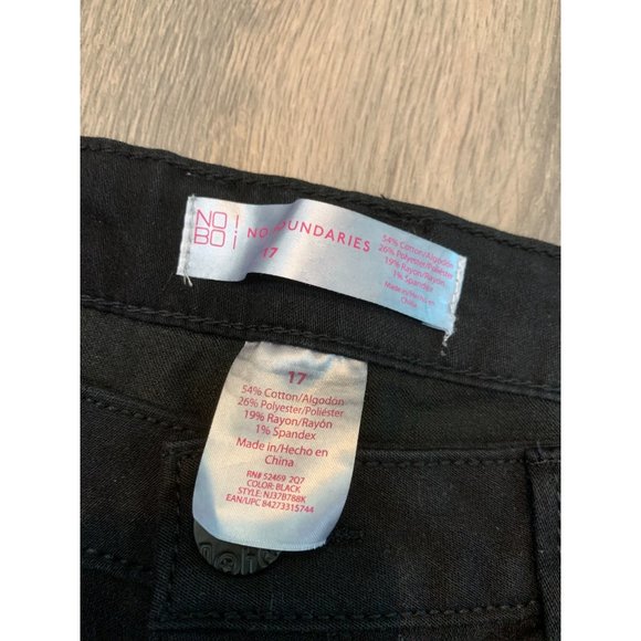 No Boundaries Nobo Black Womans Size 17 Cotton Blend Pants Bottcut - Picture 3 of 6